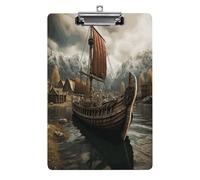 Porte-bloc A4, vieux viking en plastique acrylique imprimé bateau avec trou de suspension 21,6 x 31,8 cm pour la maison, le bureau, les affaires