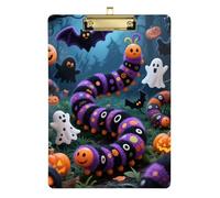 Porte-bloc amusant en acrylique avec motif chenille violette pour femme, format A4, imperméable, pour enseignant, infirmière, doré, 30,5 x 22,9 cm, tabla para escribir