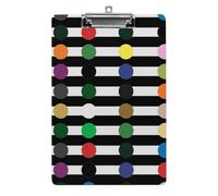 Porte-bloc arc-en-ciel à pois noirs et blancs pour bureau, maison, porte-bloc A4 en acrylique avec trous de suspension en acier inoxydable, porte-bloc durable pour notes, examens, partitions de