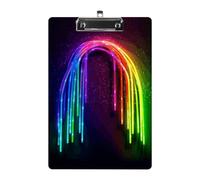 Porte-bloc arc-en-ciel fluo en acrylique format A4, porte-bloc standard avec clip profilé en métal, support de fichiers suspendu pour enseignant, travailleur social, fournitures de bureau, 21,6 x 31,8