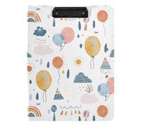 Porte-bloc avec dossier dessiné à la main minimaliste arc-en-ciel montgolfière dessin animé A4 porte-bloc Folio horizontal et vertical double clips école planche à clip avec couverture rigide