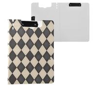 Porte-bloc avec dossier, échiquier blanc et noir, format A4, porte-bloc horizontal et vertical, double clips, planche à clip de bureau avec couverture