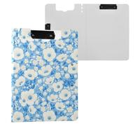 Porte-bloc avec dossier motif fleurs bleu pâle A4 - Porte-stylo - Porte-stylo - Avec couverture