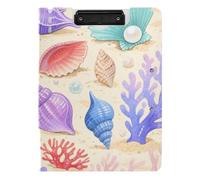Porte-bloc avec dossier sous l'eau - Coquille d'animaux - Corail coloré - Porte-bloc A4 - Avec porte-stylo - Porte-stylo - Avec housse