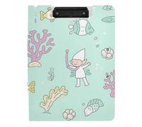 Porte-bloc avec dossier sous l'eau Poisson corail A4 Porte-bloc avec porte-documents double clips métalliques Porte-stylo Bureau Clip Board avec couverture rigide