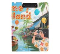 Porte-bloc avec dossier « Welcome to Thailand Scenery Culture » - Format A4 - Porte-stylo - Avec couverture