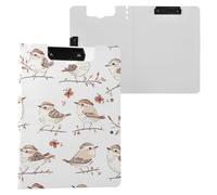 Porte-bloc avec double clip en métal et couverture pour entrepreneur médical Motif oiseaux de Caroline