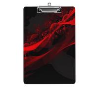 Porte-bloc avec fond noir et rouge pour bureau, maison, porte-bloc en acrylique A4 avec trous de suspension en acier inoxydable, presse-papiers durable pour notes, examens, partitions de musique 31,8