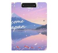 Porte-bloc avec porte-bloc « Welcome to Japan Scenery Culture » - Format A4 - Avec porte-documents horizontal et vertical - Double clips - Avec couverture