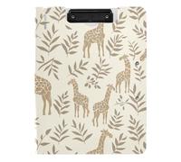 Porte-bloc avec porte-documents style girafe crème argent A4 porte-bloc folio double clips en métal porte-stylo scolaire avec couverture rigide
