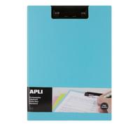 APLI Porte-blocs 17206 – Premium avec rabat, clip métal noir – Bleu A4