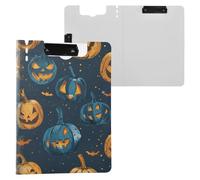 Porte-bloc avec rangement - Lanternes Jack O - Orange - A4 - Porte-bloc - Double clips métalliques - Porte-stylo - Avec housse
