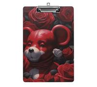 Porte-bloc Bear Among The Roses pour bureau, maison, porte-bloc en acrylique A4 avec trous de suspension en acier inoxydable, porte-bloc durable pour notes, examens, partitions de musique 31,8 x 21,6