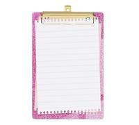 Porte-bloc coloré - Planches à pinces à paillettes - Porte-bloc léger et décoratif en acrylique A6 - Porte-bloc en acrylique pour bureau à paillettes - Tablette d'écriture de 10,2 x 15,2 cm - Clip en