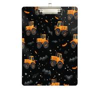 Porte-bloc de poche en acrylique motif tracteur chauve-souris noir et orange mignon pour fournitures de salle de classe pour enseignants élémentaire taille 22,9 x 31,5 cm Tabla para escribir avec clip