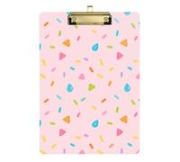 Porte-bloc de poche en acrylique rose bonbon de dessin animé - Lettre standard A4 - Transparent - Pour porte-bloc personnalisé pour enseignants - 30,5 x 22,9 cm - Tabla para escribir avec clip