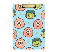 Porte-bloc de police transparent pour devoirs pédiatriques Taille 9 x 12 Motif monstres mignons