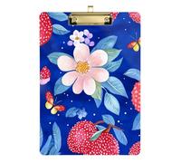 Porte-bloc de voiture à motif de fruits de litchi mignon bleu roi A4 pour infirmières et entrepreneurs à domicile Taille 22,9 x 30,5 cm