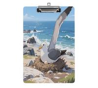Porte-bloc décoratif en acrylique Albatros sur les îles avec clip en métal discret pour bureau, école, enseignants, étudiants, format lettre standard 31,8 x 21,6 cm