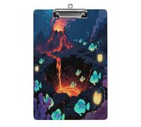 Porte-bloc décoratif en acrylique avec motif poisson près du cratère - Avec clip en métal discret - Pour bureau, école, enseignants, étudiants, lettres standard - 31,8 x 21,6 cm