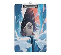 Porte-bloc décoratif en acrylique avec sceau de champ de glace imprimé avec clip en métal discret pour bureau, école, enseignants, étudiants, taille lettre standard 31,8 x 21,6 cm
