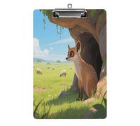 Porte-bloc décoratif en acrylique avec suricates à côté des grottes - Porte-bloc imprimé avec clip en métal discret pour bureau, école, enseignants, étudiants, lettre standard 31,8 x 21,6 cm