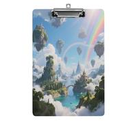 Porte-bloc décoratif en acrylique imprimé îles flottantes avec clip en métal discret pour bureau, école, enseignants, étudiants, format lettre standard 31,8 x 21,6 cm
