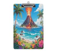 Porte-bloc décoratif en acrylique imprimé îles volcaniques avec clip en métal discret pour bureau, école, enseignants, étudiants, format lettre standard 31,8 x 21,6 cm
