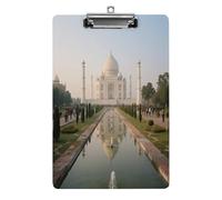 Porte-bloc décoratif en acrylique imprimé Taj Mahal Gardens avec clip en métal discret pour bureau, école, enseignants, étudiants, taille lettre standard 31,8 x 21,6 cm