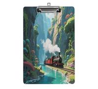 Porte-bloc décoratif en acrylique imprimé train à vapeur Canyon avec clip en métal discret pour bureau, école, enseignants, étudiants, taille lettre standard 31,8 x 21,6 cm