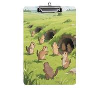 Porte-bloc décoratif en acrylique - Marmottes à l'extérieur des grottes - Porte-bloc imprimé avec clip en métal discret pour bureau, école, enseignants, étudiants, lettres standard 31,8 x 21,6 cm