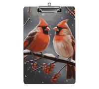 Porte-bloc décoratif en acrylique, motif cardinal mignon, format A4 (8,5 x 12,5 pouces), pince métallique discrète, idéal pour le bureau et les enseignants.