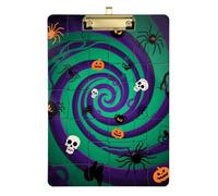 Porte-bloc d'Halloween en acrylique violet avec motif lettre standard A4 mignon pour enseignant d'allaitement doré 30,5 x 22,9 cm Tabla para escribir avec clip