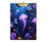 Porte-bloc d'Halloween en acrylique violet pour enfants, lettre standard A4, imperméable pour entraîneurs de softball, enseignants, doré, 30,5 x 22,9 cm, tabla para escribir