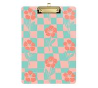 Porte-bloc double A4 vert menthe et corail à motif à carreaux pour infirmière, trou standard pour tableau à clip pour enseignant, taille 22,9 x 30,5 cm