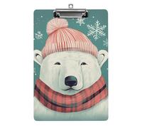 Porte-bloc en acrylique A4 avec trous de suspension en acier inoxydable - Porte-bloc durable pour notes, examens, partitions de musique - Motif ours portant un chapeau - 31,8 x 21,6 cm