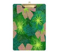 Porte-bloc en acrylique avec motif floral vert moire, style abstrait, mignon pour police, bureau, infirmière, entraîneurs de football, taille 9 x 12,5 cm Tabla para escribir Gold Hold