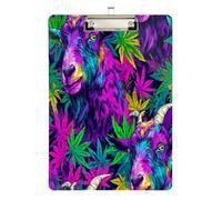 Porte-bloc en acrylique coloré de style hippie, chèvre nourrie à l'herbe, taille de poche, pour les entraîneurs de softball, les enseignants, taille 9 x 12,5 cm, tablas para escribir