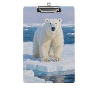 Porte-bloc en acrylique format A4, léger et durable avec trou de suspension en acier inoxydable, organiseur de documents portable Arctic Polar Bear peut contenir 80 à 100 feuilles pour bureau, maison