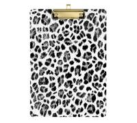 Porte-bloc en acrylique imprimé léopard sur fond blanc 30,5 x 45,7 cm, lettre standard A4, mignon pour entraîneurs de softball, porte-bloc pour enseignant, doré, 30,5 x 22,9 cm, tabla para escribir