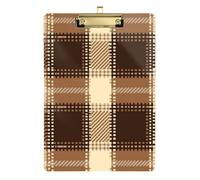 Porte-bloc en acrylique mignon pour étudiantes, filles, enfants, enseignants, taille 22,9 x 30,5 cm, tartan marron