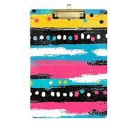 Porte-bloc en acrylique transparent mignon pour enseignant infirmier, taille 9 x 12 cm, motif rayé coloré