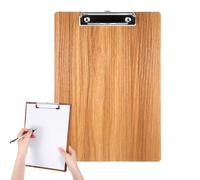 Porte-bloc en bois A4 avec pinces en métal - Planche en bois avec grain de bois - Convient pour les bureaux, les salles de classe, les travaux en plein air, le dessin et l'apprentissage comme planche