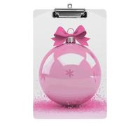 Porte-bloc en forme de boule de Noël rose pour bureau, maison, porte-bloc en acrylique A4 avec trous de suspension en acier inoxydable, porte-bloc durable pour notes, examens, partitions de musique