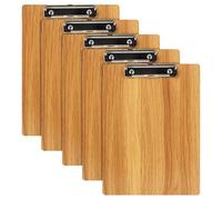 Porte-Bloc En Panneau Rigide Planche à dessin/écriture en bois massif texturé, format Lettre et A4, avec pince robuste(Cherry wood-5)