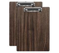 Porte-Bloc En Panneau Rigide Planche à dessin/écriture en bois massif texturé, format Lettre et A4, avec pince robuste(Walnut wood-2)