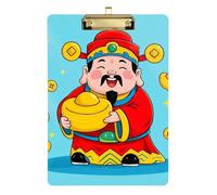 Porte-bloc en plastique acrylique bleu riche en forme de dieu chinois - Format A4 - Transparent - Pour étudiantes, filles, enfants, enseignants - 30,5 x 22,9 cm