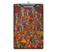 Porte-bloc en plastique d'art populaire mexicain avec pince à profil bas, porte-bloc de format A4, planche à pince colorée pour bureau, salle de classe, enseignant avec crochet de suspension