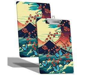 Porte-bloc format A4 avec crochet de suspension et clip discret, porte-bloc en plastique pour infirmière, planche à dessin avec support double face, imprimé papillon Fuji Sakura pour femme, enfants