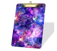 Porte-bloc Galaxy A4 coloré, porte-bloc décoratif en acrylique au format légal 22,9 × 31,8 cm avec pince métallique plate, porte-blocs personnalisés pour élèves, étudiants et bureau-Clip doré